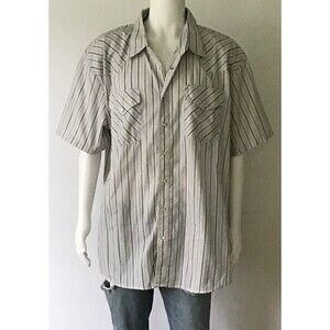 HIGH NOON Stone Striped Short Sleeve Snap Button Casual Western Shirt (Size 2XL)
